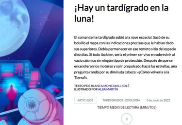 Cover of the article entitles "¡Hay un tardígrado en la luna", written by Blanca Moncunill-Solé