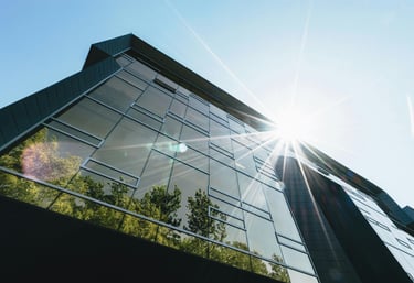 show an apartment image with windows and glowing sun