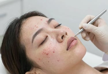 a woman with acne scar on her face