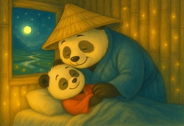 Children’s picture book image of panda hugging child, teaching empathy for ages 3–7