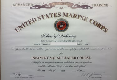 Infantry Squad Leaders Course Certificate