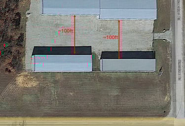 Google Earth depiction of this facility with footage dimensions for maneuvering on the lot