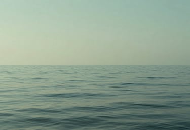 A calm, empathetic image of a serene seascape with soft green lighting, representing mental wellness and the objective of screening for depression and anxiety.