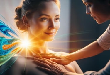 las manos de una mujer activan energía