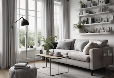 A person in a cleaning uniform is pushing a floor cleaning machine in front of a large wall made of blue-tinted glass blocks. The shadowed silhouette of another person is visible in the foreground, captured mid-step, creating a dynamic sense of motion.