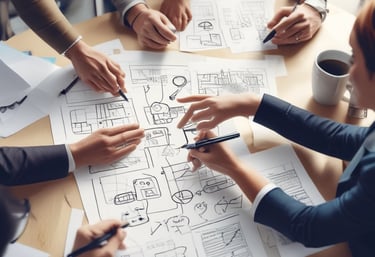 a man riding a skateboard down a street next to tall buildings