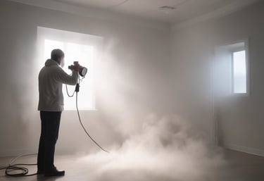 An air quality testing device placed in a modern home environment.
