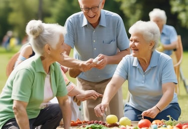 A healthcare professional assisting an elderly patient in a bright, welcoming environment.