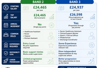 UK band 2 vs band 3 pay comparison