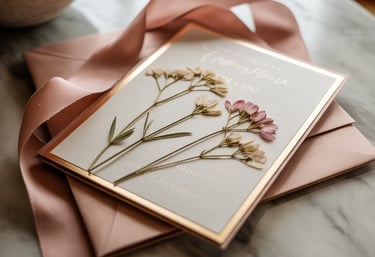 a card with flowers on a table