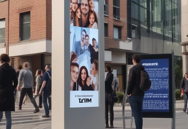 A digital marketing team working on a strategy in an office.