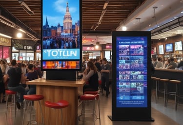 A promotional totem displayed in a strategic location.