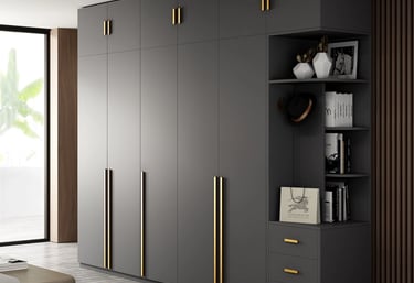 Modern sliding wardrobe with mirrored panels and soft-close doors