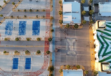Vuelo sobre el reciento ferial de Estepona