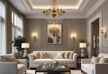 A home office setup on the floor in a well-lit room with a large window framed by blue curtains. Outside, palm trees are visible. Inside, there is a computer setup with a monitor, keyboard, and CPU, along with a bottle of hand sanitizer and a mask. A red cabinet is on the right, and there are boxes and household items like a kettle and rice cooker nearby.