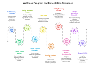 infographic showing wellness program implementation sequence