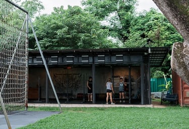 outdoor container gym with nature-integration