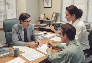 A tall residential building with multiple floors and balconies, set against a clear blue sky. The structure is flanked by lush green trees. At the foreground, a retail space is available for lease, with visible signs advertising it. Several vehicles, including vans and cars, are parked along the street, and a pedestrian walks nearby.