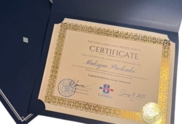 printed certificate and folder