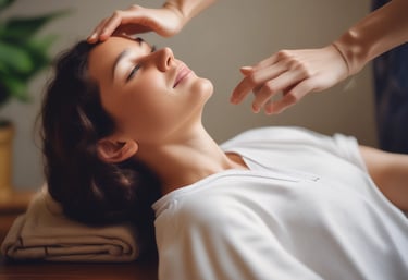 person holding woman nose