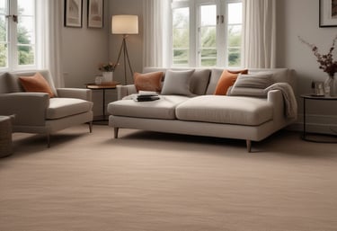 Horizontal blinds cover three large window panels. The blinds are partially closed, with several cords hanging down to adjust their position. The background outside the window is dark, suggesting it might be nighttime.