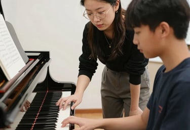 A coach guiding a student during a live lesson.