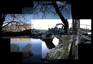 A huge photo joiner of Slaters Bridge in the Lake District, UK