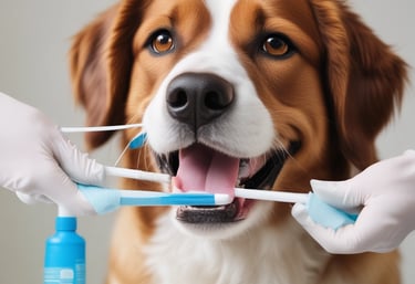 A happy pet owner interacting with their freshly groomed dog, showcasing satisfaction.