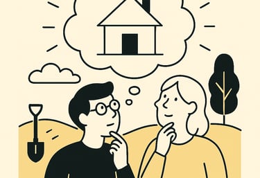 Dos personas imaginando cómo podría ser su futura casa. Arquitectura con sentido.