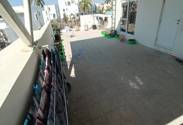 A neglected terrace before landscaping