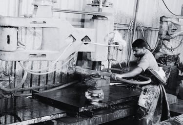 granite slab being polished