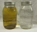 6 days elapsed after production displaying the effects of agitating the water during production