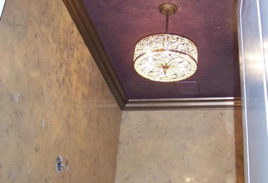 Venetian Plaster Powder room with Metallic trim by Marcine in Bernardsville, NJ