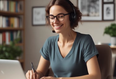 person writing on brown wooden table near white ceramic mug