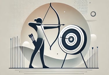 a man is aiming a bow at a target
