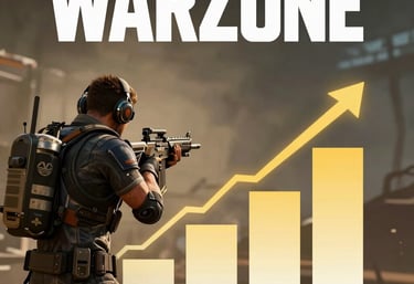Close-up action shot of a player planning moves in Warzone with a headset on.