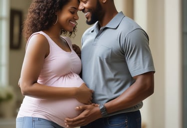A serene image of a woman receiving compassionate care during her pregnancy.