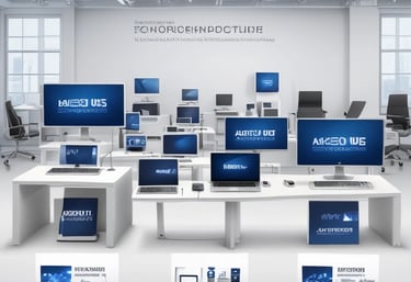 A modern warehouse filled with various electronics products.