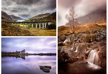 Glenfinnan Viaduct Harry Potter, Kilchurn Castle, Buchaille Etive landscape photographs