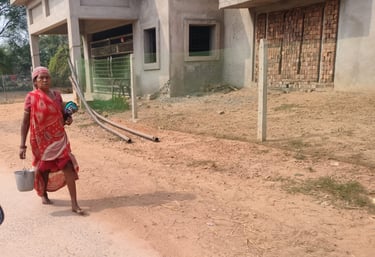 woman and bucket