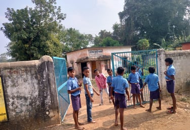 some students on the school gate