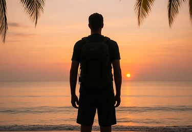 Blogger Rick Silvia looks out at a Sunset in the Thai sky