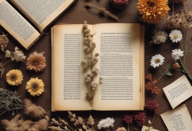 a book opened to show a book with flowers