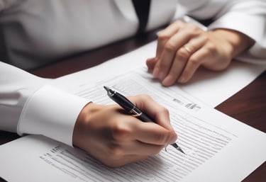 man writing on paper