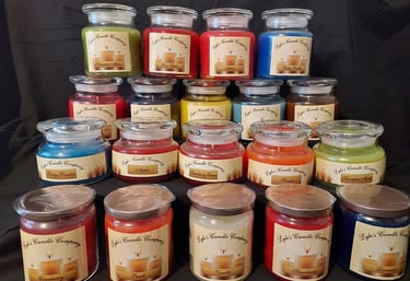 a bunch of candles that are sitting on a table