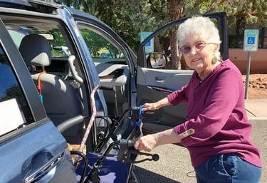 Barbara getting in a van