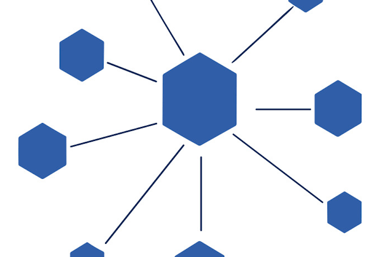 a blue and white hexagonic diagram of a hexagon