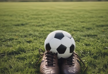 A football brand logo displayed prominently alongside social media icons and engagement metrics.