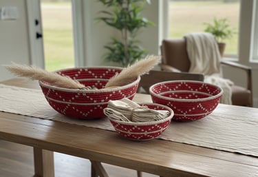 Trio de corbeilles en raphia