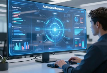 A large warehouse with high shelves stacked with boxes and packages. The shelves are metallic and color-coded in orange. The floor is wide and clear, allowing movement for forklifts or workers. The ceiling is high with industrial lighting.